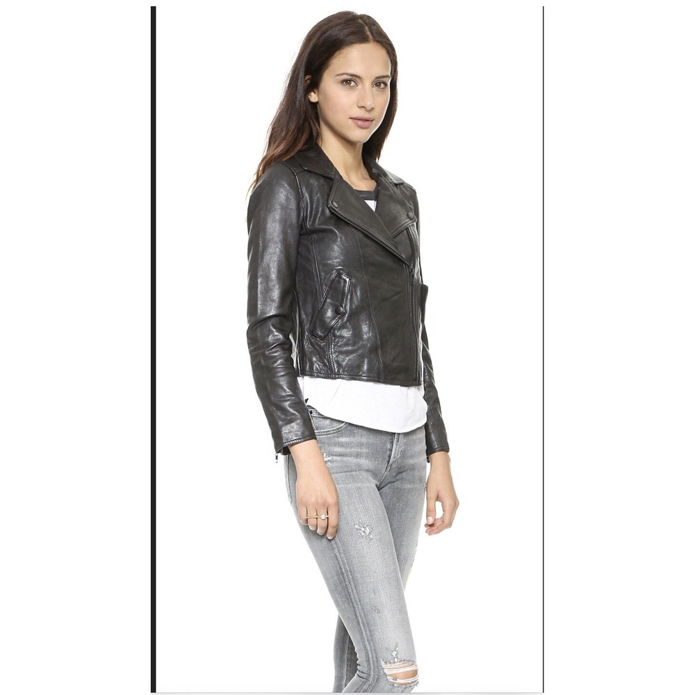 Madewell Black Leather Perfect Moto Biker‎ Jacket Motorcycle Women's Size XS